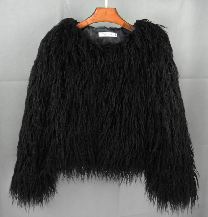 Women's Faux Fur Coat with Long Sleeves