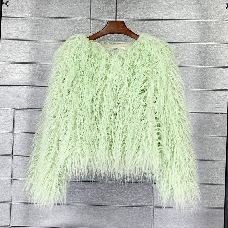 Women's Faux Fur Coat with Long Sleeves