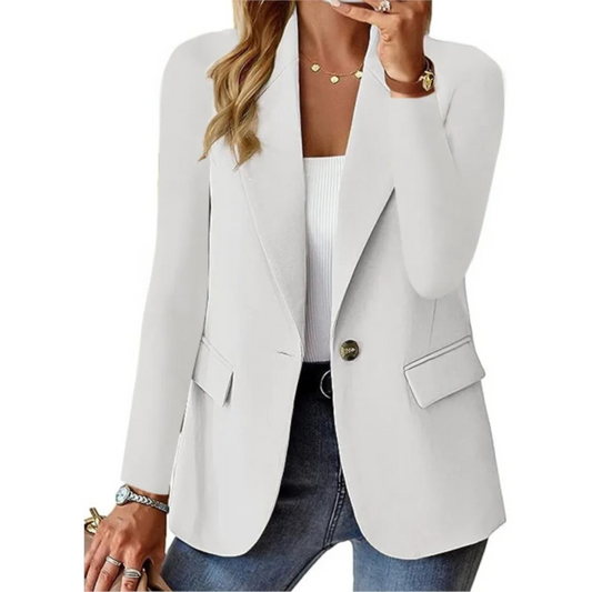 Women's Long Sleeve Slim Fit Blazer with Buckle - Autumn Edition